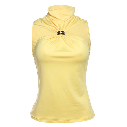 Damen elegantes Top mit hohem Kragen und schlichtem Design R&B