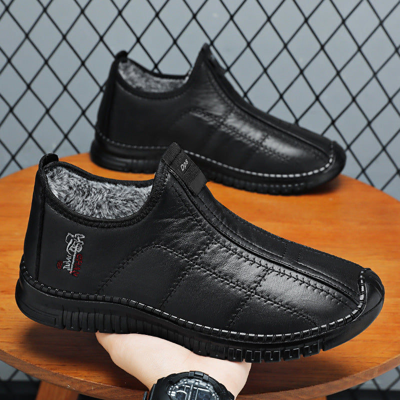 Damen Bequeme und warme Lederhausschuhe mit rutschfester Sohle R&B