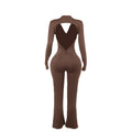 Damen trendiger Jumpsuit mit offenem Rücken und leichtem Stoff R&B