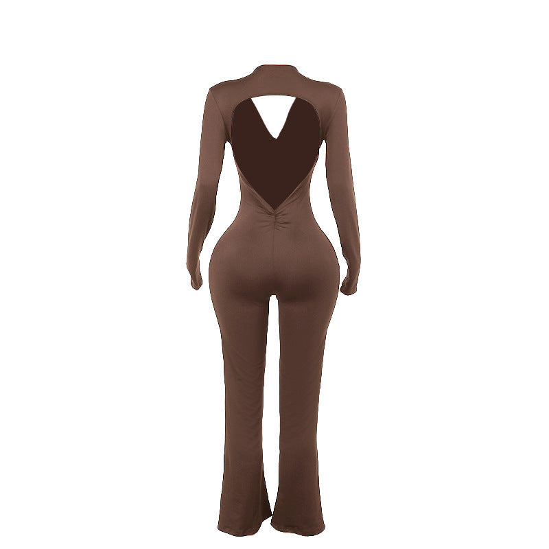 Damen trendiger Jumpsuit mit offenem Rücken und leichtem Stoff R&B