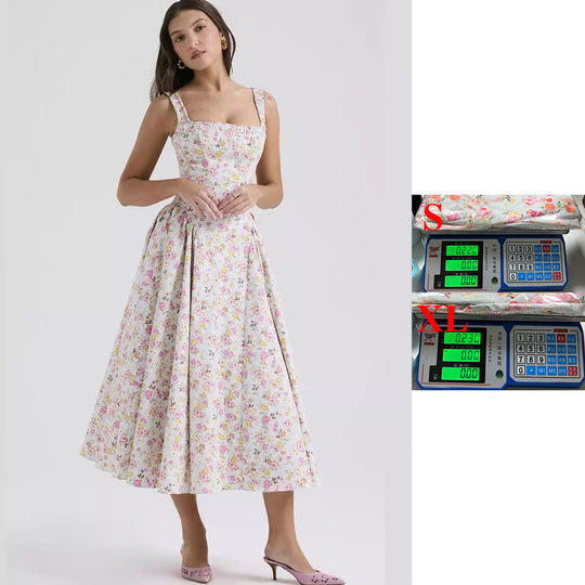 Damen Midi-Kleid mit floralem Muster und angeschnittenem Rock R&B