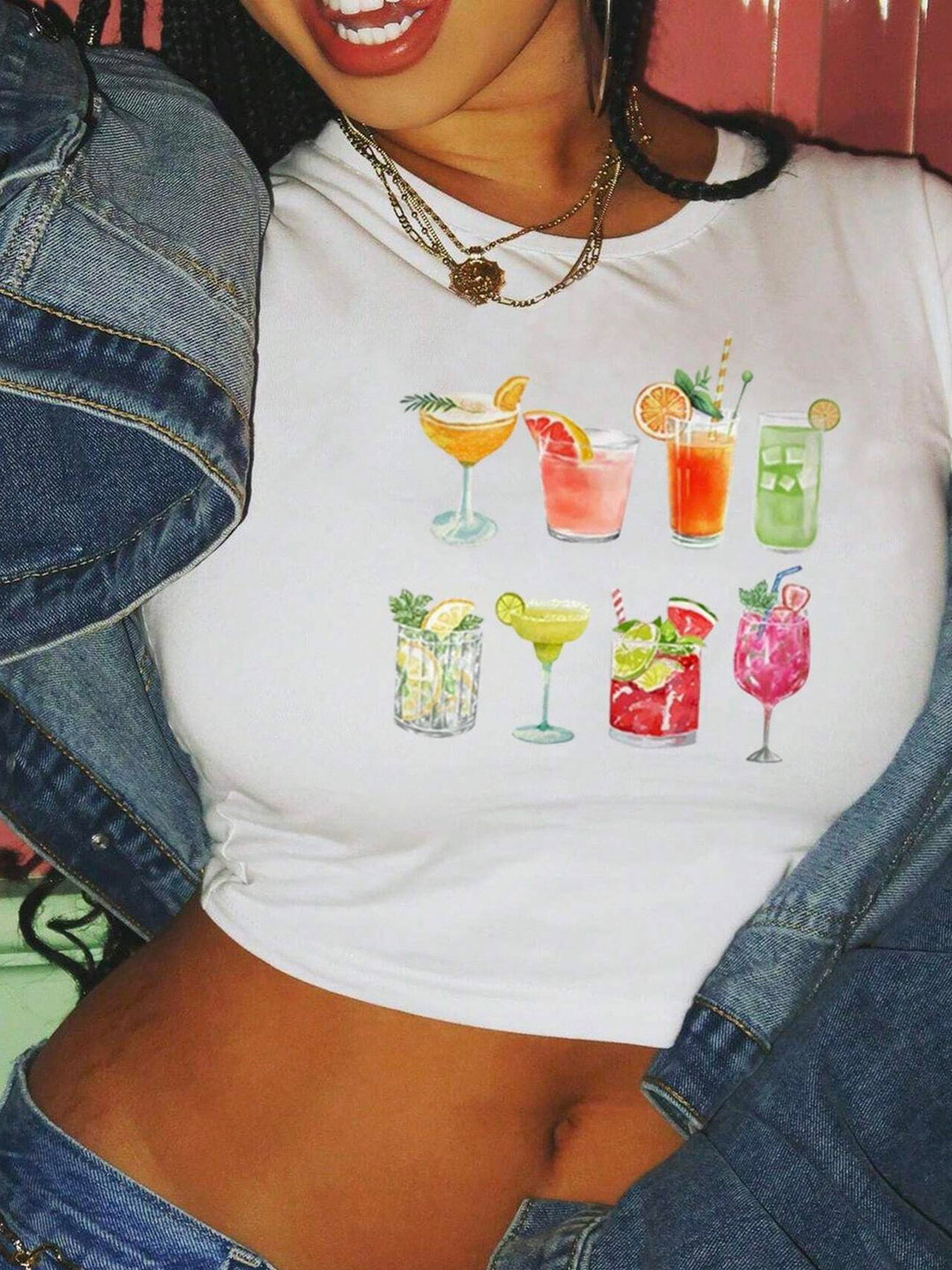 Damen Crop-T-Shirt mit inspirierendem Aufdruck und figurbetontem Schnitt R&B