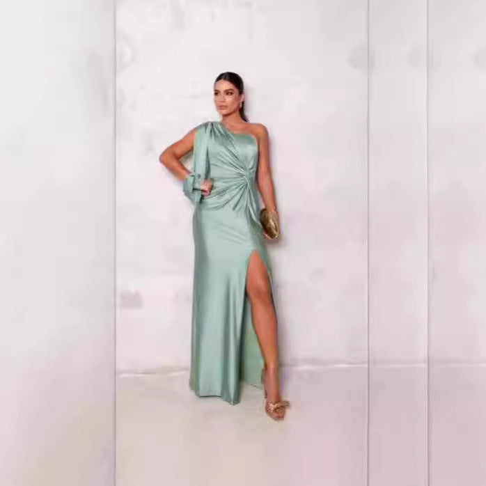 Damen Abendkleid mit asymmetrischem Ausschnitt und eleganter Faltenlegung R&B