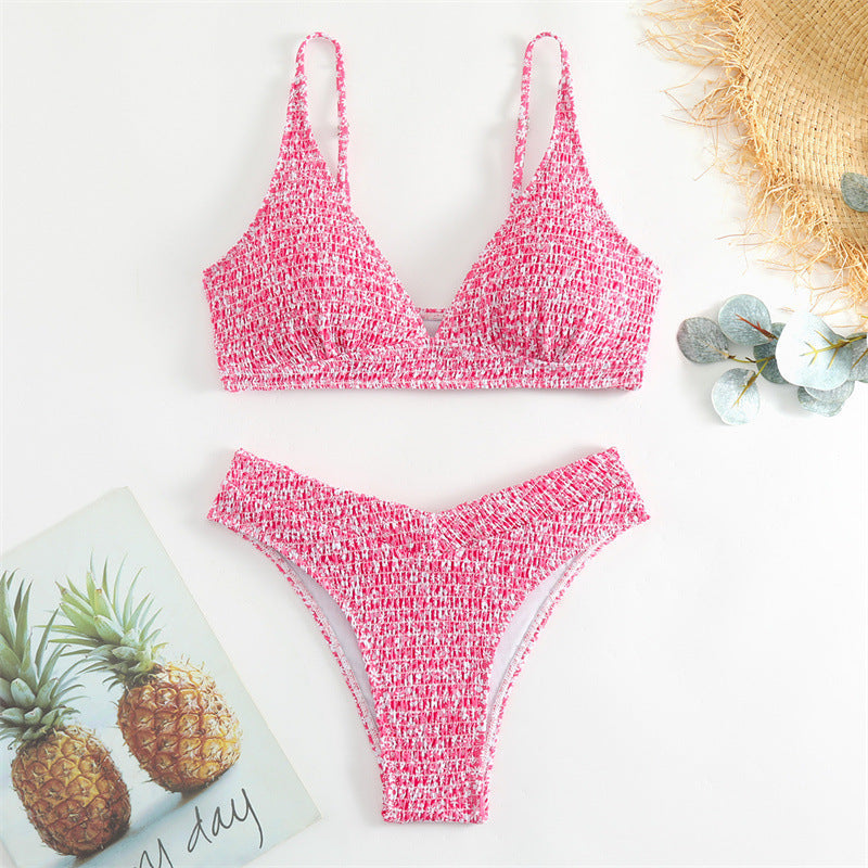 Damen Triangel-Bikini-Set mit gerafftem Detail R&B