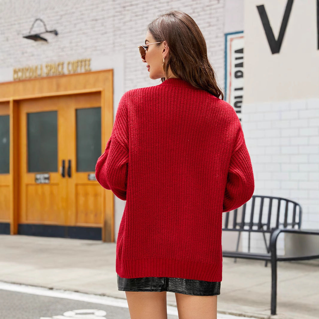 Damen Grobstrickjacke mit voluminösen Ärmeln und modernem Schnitt R&B