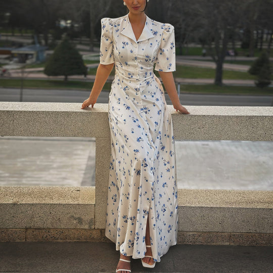 Damen Maxikleid mit puffärmeligem Schnitt R&B