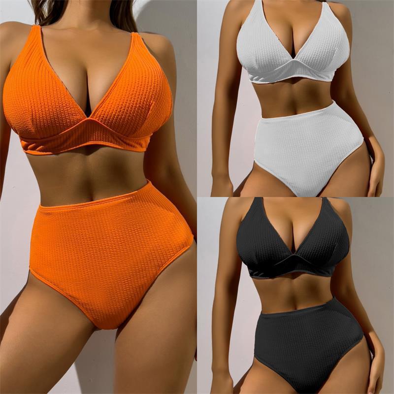 Damen Hochgeschnittener Bikini mit strukturiertem Oberteil R&B