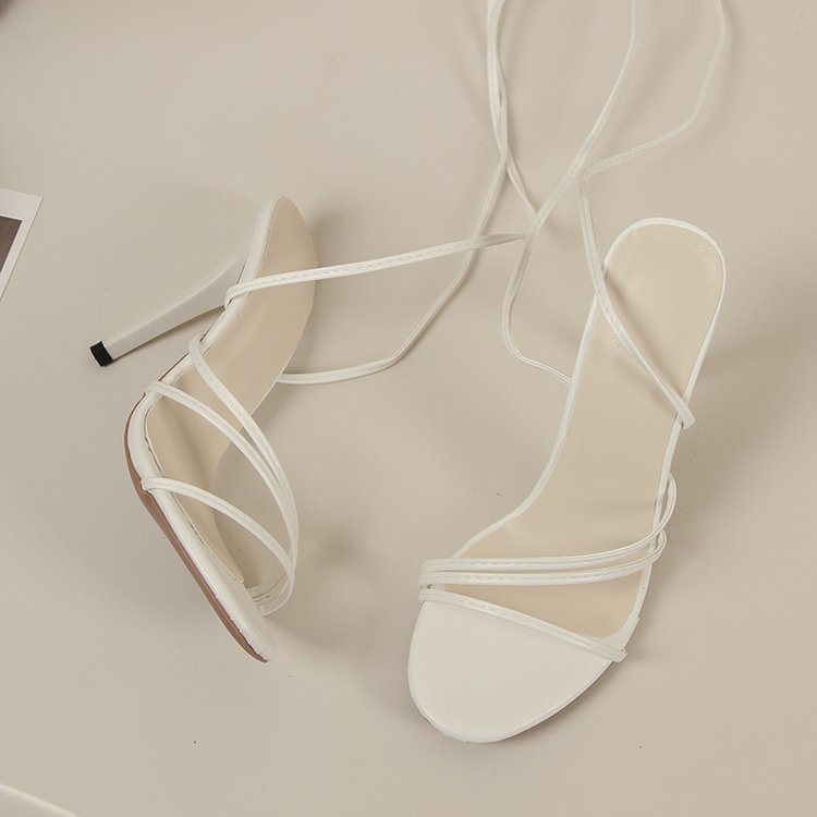 Damen Hochhackige Riemchen-Sandalen mit eleganter Schnürung R&B