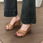 Damen Komfortable Wedge-Pantoletten mit geflochtenem Design R&B