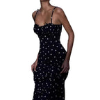 Damen Maxikleid mit Rüschen und Punkten R&B