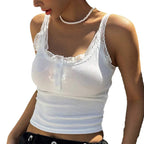 Damen Spitzen-Top mit Knopfleiste und edlen Trägerschnitten R&B