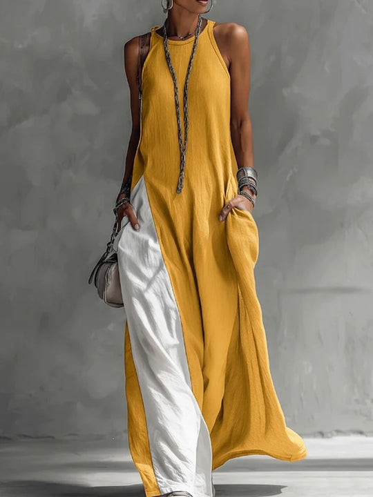 Damen Lässiges Maxikleid mit asymmetrischem Schnitt und tiefem Rückenausschnitt R&B