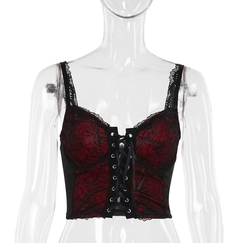 Damen figurbetonte Bluse mit Rüschendetails und Schnürung R&B