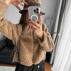 Damen Teddyjacke mit Reißverschluss und seitlichen Eingrifftaschen R&B