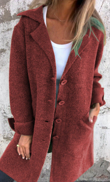 Damen kuscheliger Oversize-Mantel mit praktischen Taschen und elegantem Revers R&B