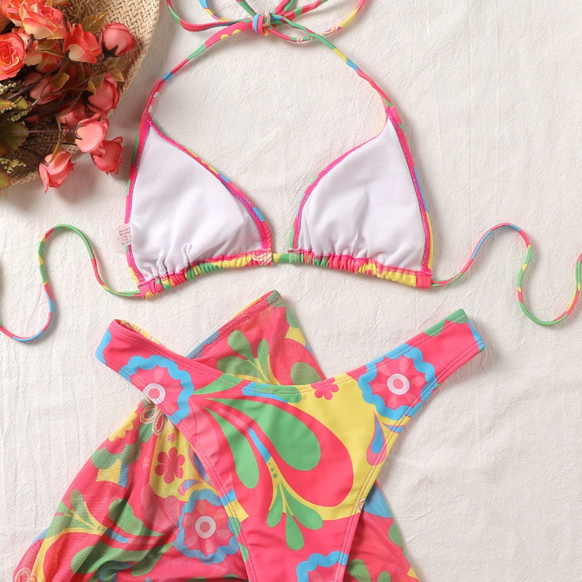 Damen Bikini-Set mit raffinierter Schnürung und floralem Muster R&B