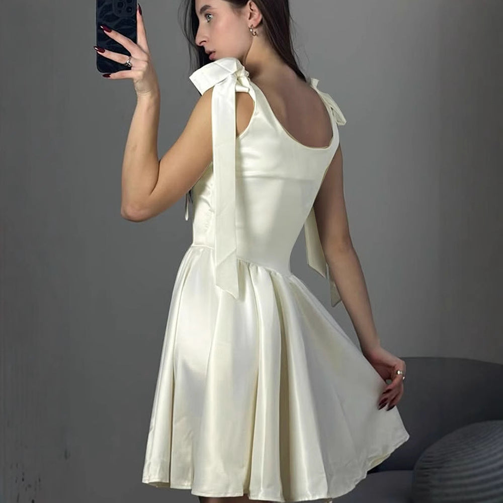 Damen lässiges Sommerkleid mit Schleifen R&B