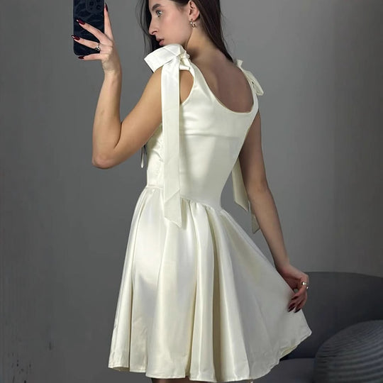 Damen lässiges Sommerkleid mit Schleifen R&B