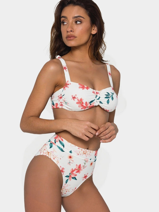Damen Hochgeschnittener Bikini mit dekorativem Knotenelement R&B