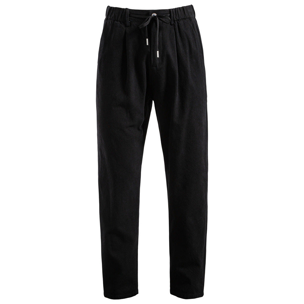 Herren nan lässige Bundfaltenhose mit elastischem Tunnelzugbund und schmal zulaufendem Bein R&B