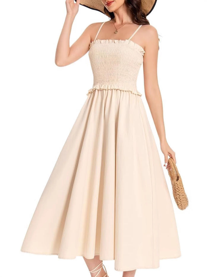 Damen Maxikleid mit geschnürtem Oberteil und fließendem Rock R&B