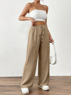 Damen Weit geschnittene Sommerhose mit elastischem Bund und Kordelzug R&B