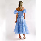 Damen Sommerliches Maxikleid mit voluminösen Puffärmeln und elastischem Taillenbereich R&B
