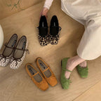 Damen elegante Ballerinas mit floralem Muster und zierlichen Riemen R&B