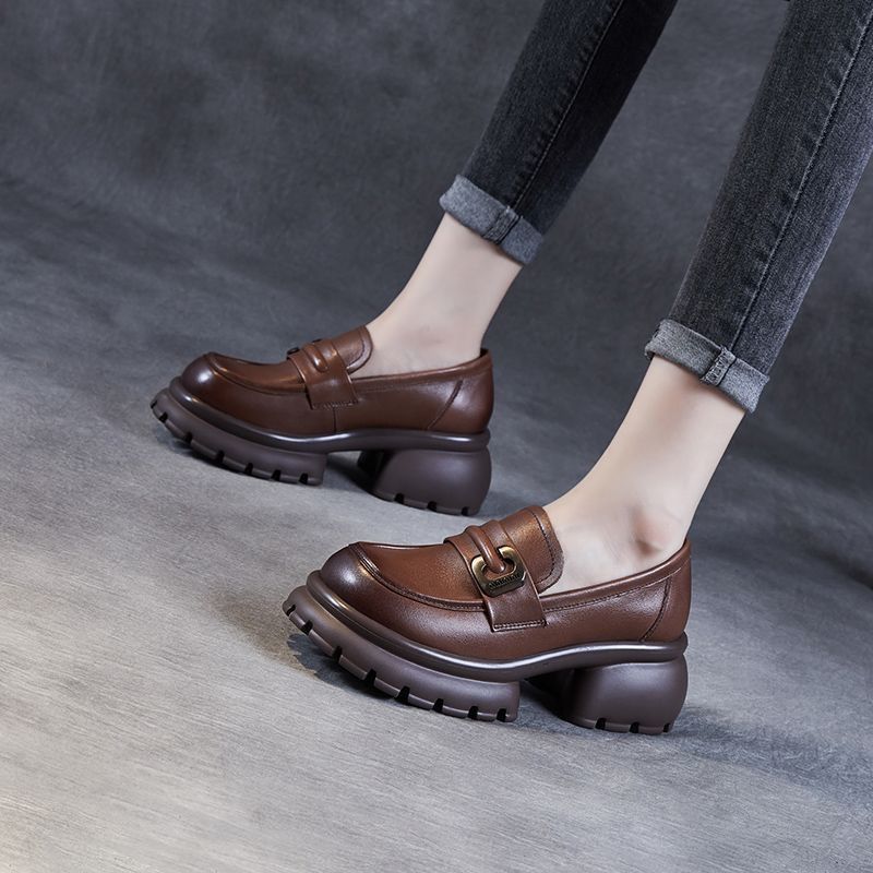 Damen Elegante und moderne Loafers mit robustem Plateau-Heel R&B