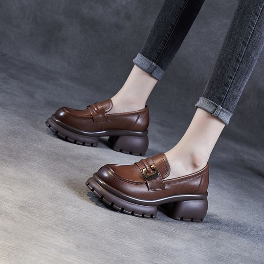 Damen Elegante und moderne Loafers mit robustem Plateau-Heel R&B