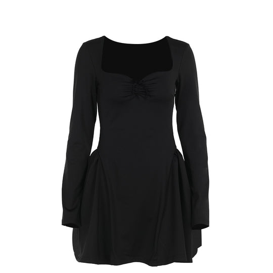 Damen knielanges Minikleid mit Puffärmeln und herzförmigem Ausschnitt R&B
