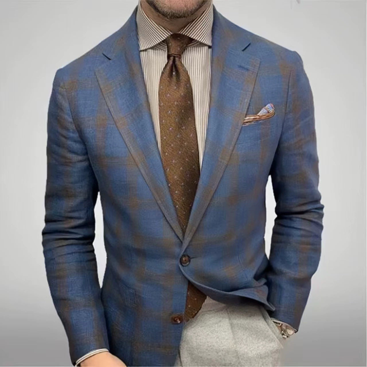 Herren modischer karierten Blazer mit hohem Tragekomfort und eleganten Details R&B