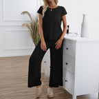 Damen Lässiges Zweiteiliges Lounge-Set mit weitem Oberteil und Palazzo-Hose R&B