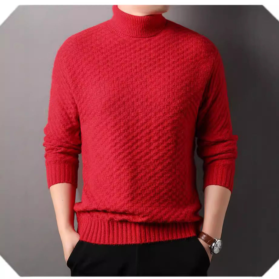 Herren Strickpullover mit hohem Kragen und strukturiertem Design R&B