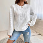 Damen Strickpullover mit strukturierter Oberfläche und lässigem Schnitt R&B