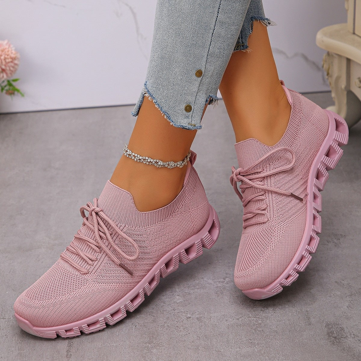 Damen Ultraleichte Sport-Sneaker mit atmungsaktiver Strickoberfläche R&B