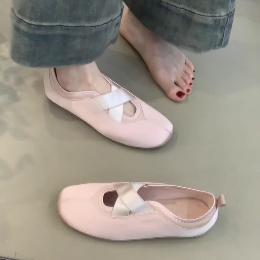 Damen elegante Ballerinas mit kreuzendem Riemen und komfortablem Fußbett R&B