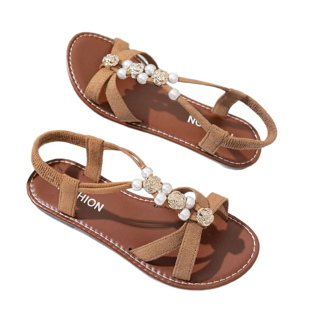 Damen offene Sandalen mit geflochtenem Riemen und ergonomischer Sohle R&B