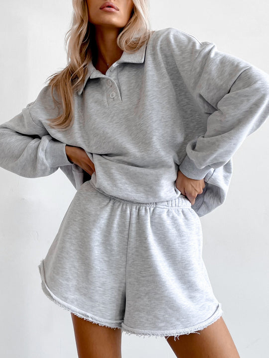 Damen Poloshirt mit lässigen Shorts und elastischem Bund R&B