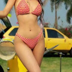 Damen Triangel-Bikini mit modernem geometrischen Muster R&B