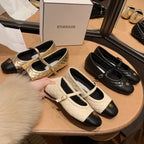 Damen Ballerinas mit glänzender Stepp-Optik und eleganter Riemchenverzierung