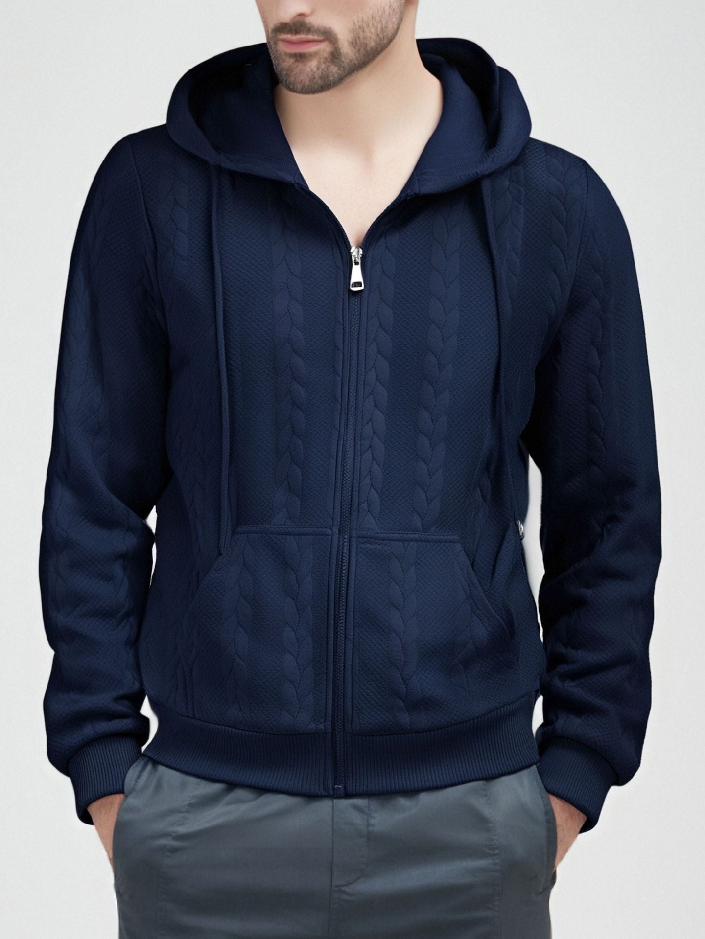 Herren Strickjacke mit Kapuze R&B