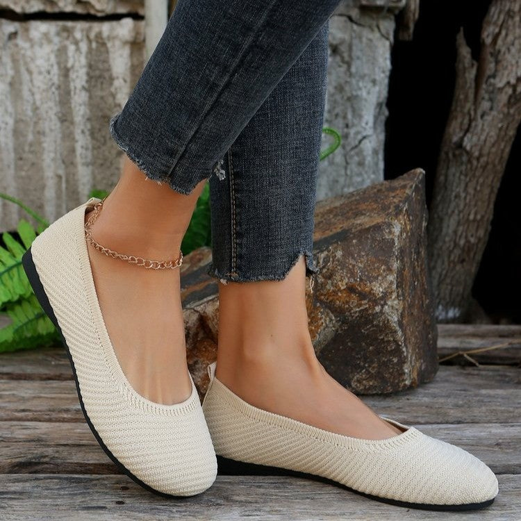 Damen flexible Ballerinas aus atmungsaktivem Strickmaterial R&B