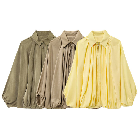 Damen elegante Bluse mit Plisseedetails R&B