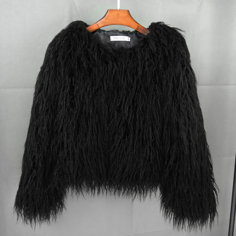 Damen Flauschige Kunstfelljacke mit lockerer Passform und voluminösem Design R&B