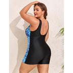 Damen Sportlicher Einteiler Badeanzug mit modischem Tierdruck R&B