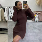 Damen Strickkleid mit moderner Rippstruktur und stylischem Schnitt R&B