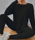 Damen gemütliches Strickensemble mit feiner Rippenstruktur und lässigem Schnitt R&B