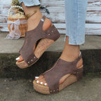 Damen Keil-Sandalen mit modischem Schliff und hochwertiger Korksohle R&B
