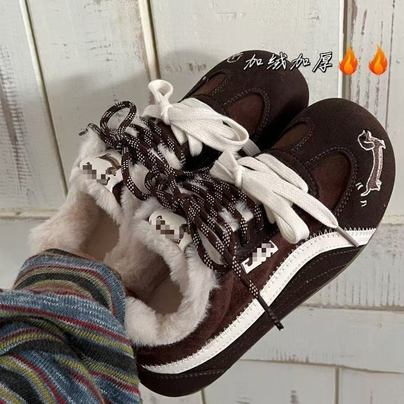Damen warme und stylische Sneakers mit Fleece-Futter R&B